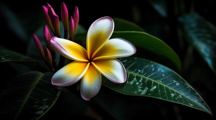 exotic touch of a frangipani. AI generated