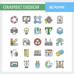 Graphic Design icons set for website and mobile site and apps.