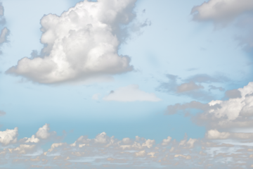 Small white fluffy clouds on the blue sky.