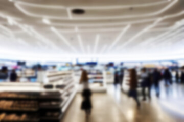 Obraz premium Abstract blured background shoppingmall interior for commercial, advertising abstract blured background, Generative AI.