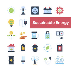 Sustainable Energy icons pack. Sustainable Energy symbols collection. Graphic icons element.