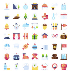 Set of winter icons. Vector Illustration.