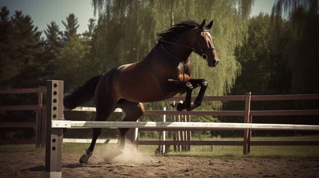 jumping hourse, front view