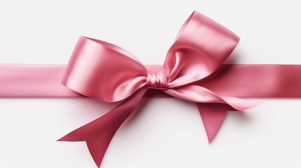 Decorative red bow with horizontal red ribbon. Bbow for page decor isolated on white.. Created with generative AI