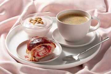 Breakfast in bed. Window light