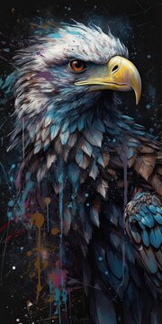 Bald eagle painting on a wall Generative Ai