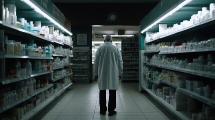 Fototapeta premium People choosing and buying medicines in a pharmacy. Ai.