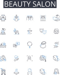 Beauty salon line icons collection. Hair salon, Nail salon, Day spa, Tanning salon, Barber shop, Eye salon, Facial spa vector and linear illustration. Body salon,Skin clinic,Beauty center outline