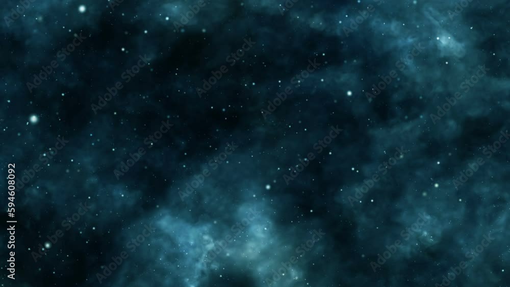 Wall mural space flight into dark green nebula