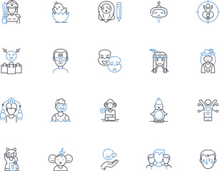 Laughsters line icons collection. Comedy, Humor, Laughter, Jokes, Pranks, Giggles, Chuckles vector and linear illustration. Amusement,Wit,Satire outline signs set