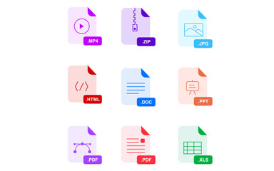 vector flat icon file type extension 