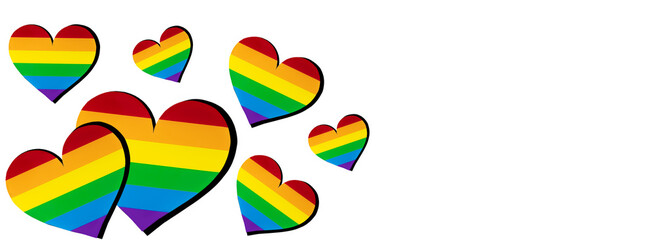 Rainbow Hearts LGBT concept isolated on png or transparent background, Symbol of LGBT gay pride