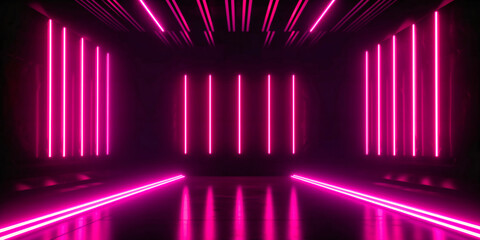 fluorescent lights on stage background in dark