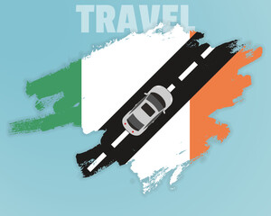 Travel to Ireland by car, going holiday idea, vacation and travel banner concept