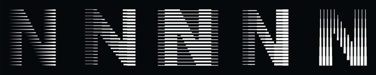 Set monogram logo letter n lines abstract modern art vector illustration