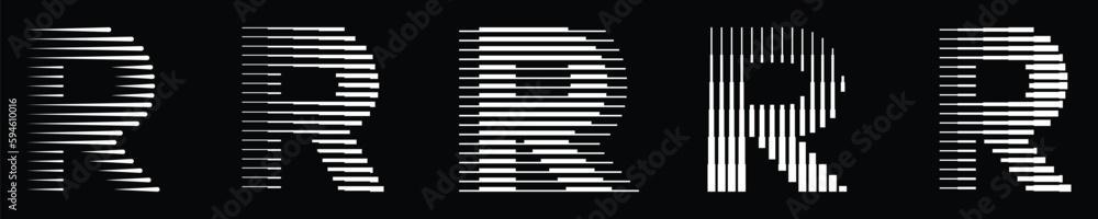 Poster letter r logo collection with line pattern