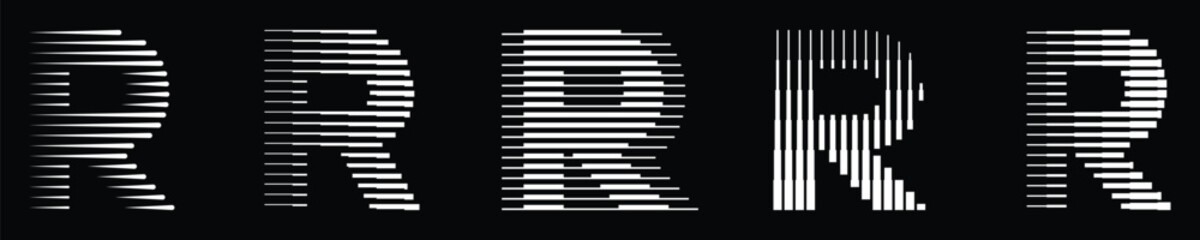 Set monogram logo letter r lines abstract modern art vector illustration