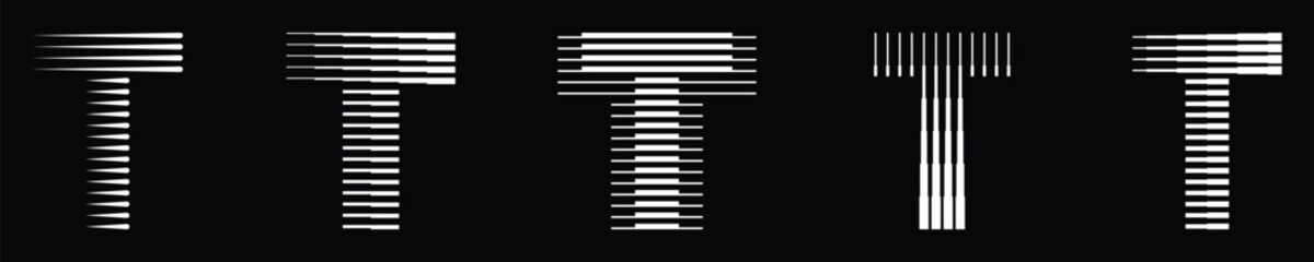Letter T Logo Collection with Abstract Line Pattern