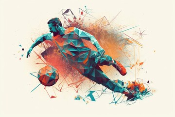 A Man Kicking A Soccer Ball With A Splash Of Paint On It Sports Bar Sports Photography Infographic Design Generative AI
