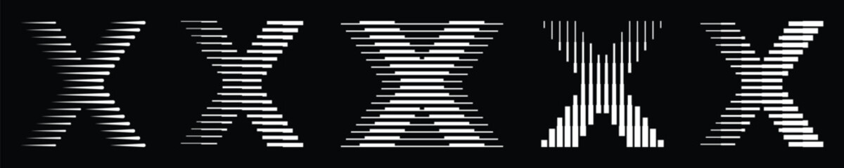 Letter X Alphabet Abstract Monogram Line Art Logo Vector Set
