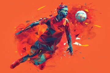 A Soccer Player Is Kicking A Ball With A Red Background And A Splash Of Paint Sports Bar Graphic Design Infographic Design Generative AI