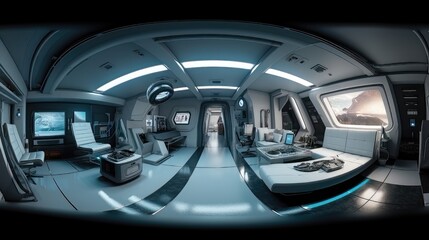 Naklejka premium Galactic Sci-Fi Living Room 2. Generative AI