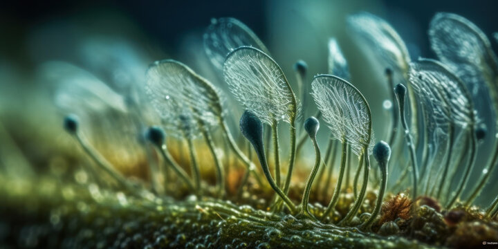 Vue macroscopique de micro-algues dans leurs milieu naturel