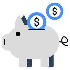Dollar with penny showcasing piggy bank savings icon
