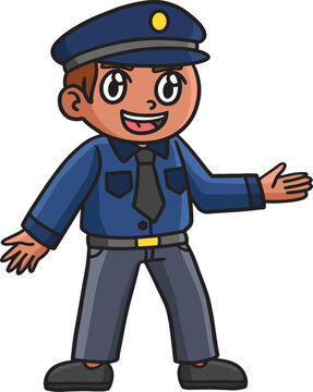 Policeman Cartoon Colored Clipart Illustration