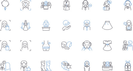 Teenager line icons collection. Rebellion, Hormonal, Identity, Growth, Social, Independence, Exploration vector and linear illustration. Curiosity,Insecurity,Experimentation outline signs set