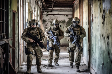 Fototapeta premium Soldiers defending their Land, made with generative AI