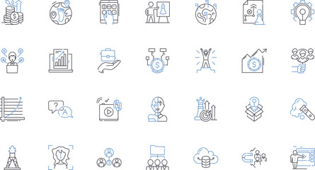 Advancement tools line icons collection. Progression, Advancement, Growth, Development, Improvement, Upgrade, Enhancement vector and linear illustration. Evolution,Innovation,Transformation outline