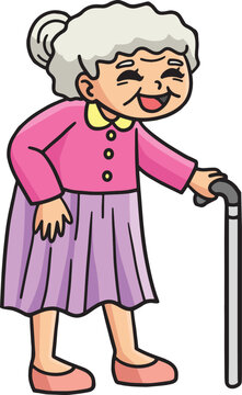 Old Woman Cartoon Colored Clipart Illustration