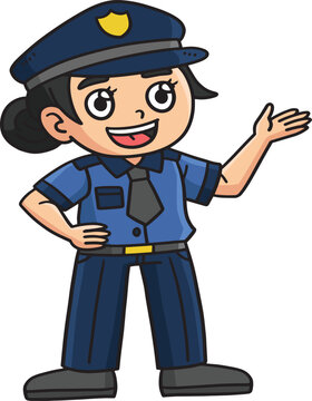 Policewoman Cartoon Colored Clipart Illustration