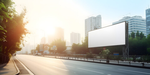 Fototapeta na wymiar Advertising Billboard in a City, made with generative AI