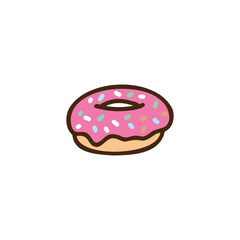 Donut. Sweet doughnut hand drawn illustration. Pastry for menu design, cafe decoration. Vector cartoon illustration.
