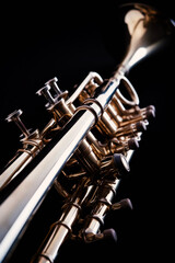 Fototapeta premium A Symphony in Brass: Captivating Close-up of a Gleaming Clarinet - Celebrating the Craftsmanship and Beauty of a Time-Honored Woodwind Instrument. Generative AI