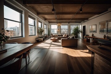 A Living Room With A Lot Of Windows And A Wooden Floor Living Room Architectural Photography Interior Design Generative AI