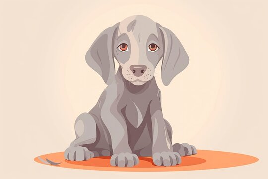 Weimaraner Puppy Vector Illustration