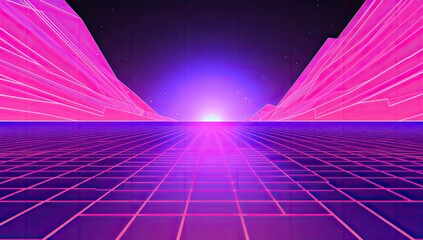 Retro futuristic background with pink lights, vaporware, 80s party background . Retro 80s fashion Sci-Fi Background - generative ai 