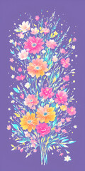 Colorful spring flowers background. AI generated illustration