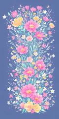 Colorful spring flowers background. AI generated illustration