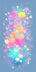 Colorful spring flowers background. AI generated illustration