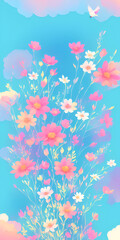Fototapeta na wymiar Colorful spring flowers background. AI generated illustration