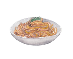 Italian pasta plate Watercolor food illustration Png clipart Printable cut file, scrapbook, souvenir, greeting card, invitation, travel journey