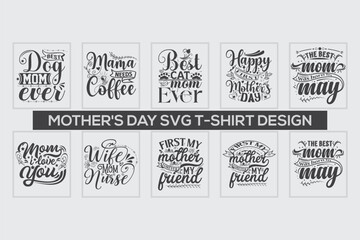 Happy Mother's Day T-shirt Design Bundle.