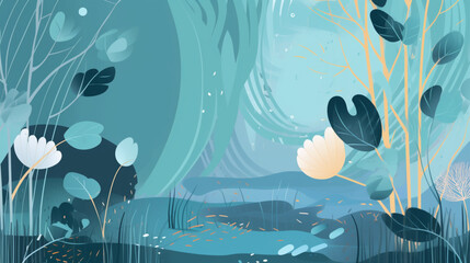image of an animated landscape with water and plants in it