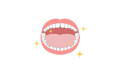 キラキラしている大きな口のイラスト