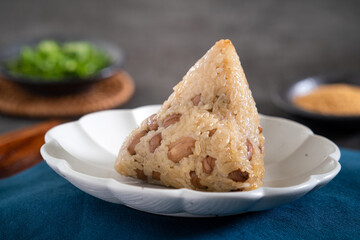 Vegetable zongzi. Vegetarian rice dumpling for Duanwu Dragon Boat Festival food.