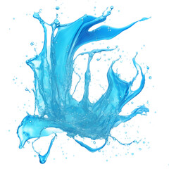 Blue water splash isolated on white background. PNG transparent available. Generative AI. 